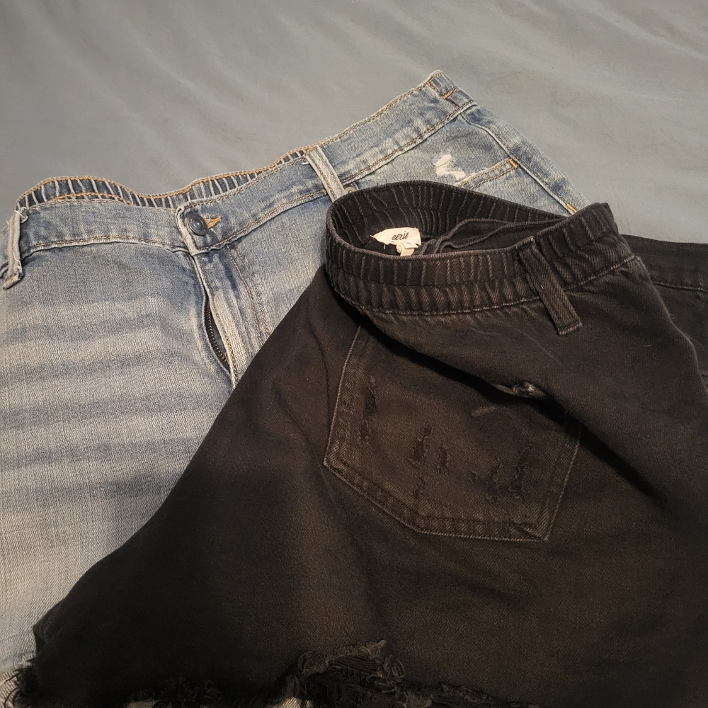 American Eagle Outfitters Blue and Black Jean Shorts
